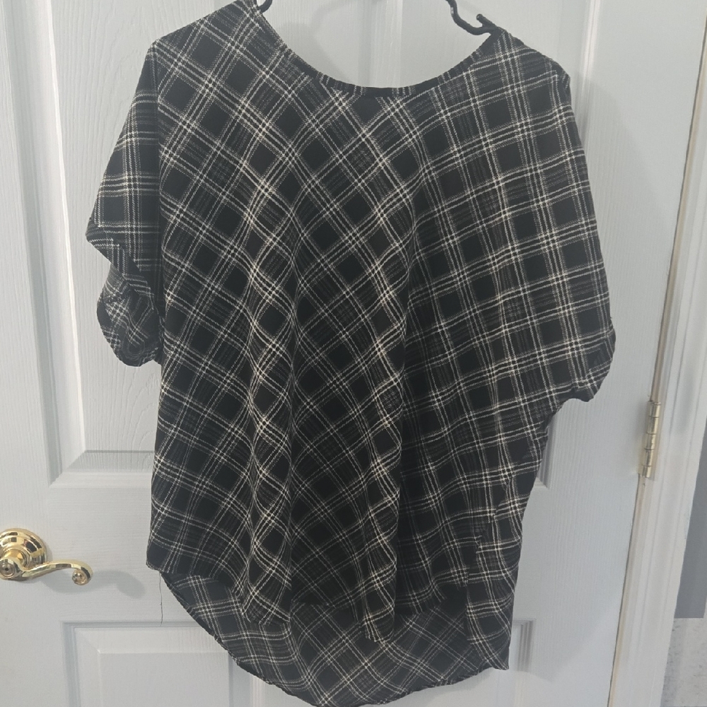 Maurices Black and White Checkered Blouse